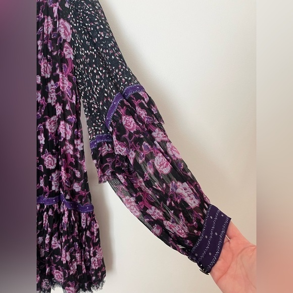 Free People Rosebud print mix mini dress tunic black combo floral - Picture 10 of 11